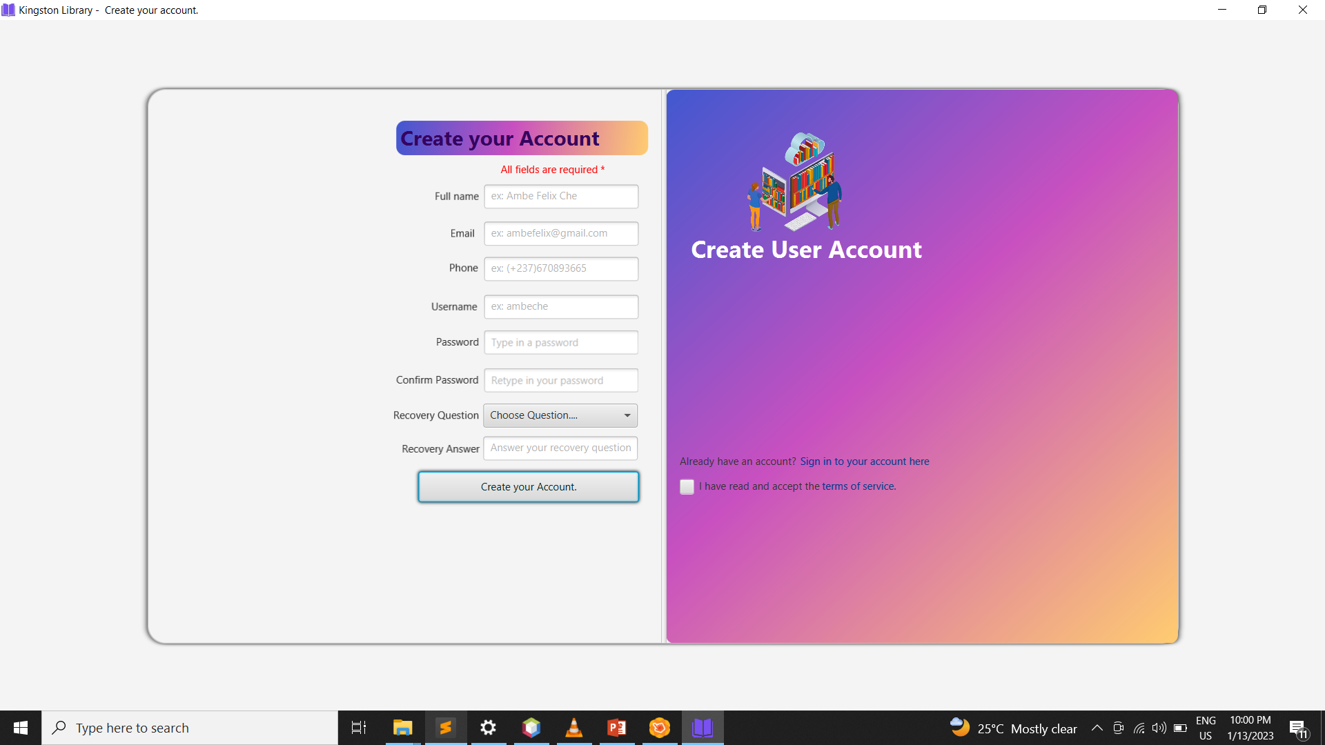 Create Account